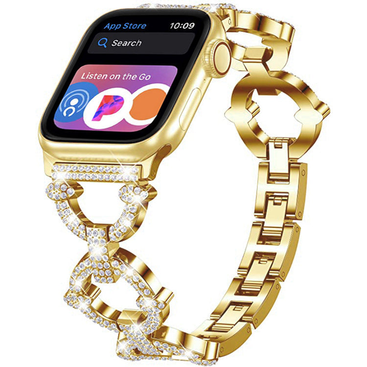 Bracelete de elos brilhante com diamantes, estilo joia, para smartwatches - Desfino