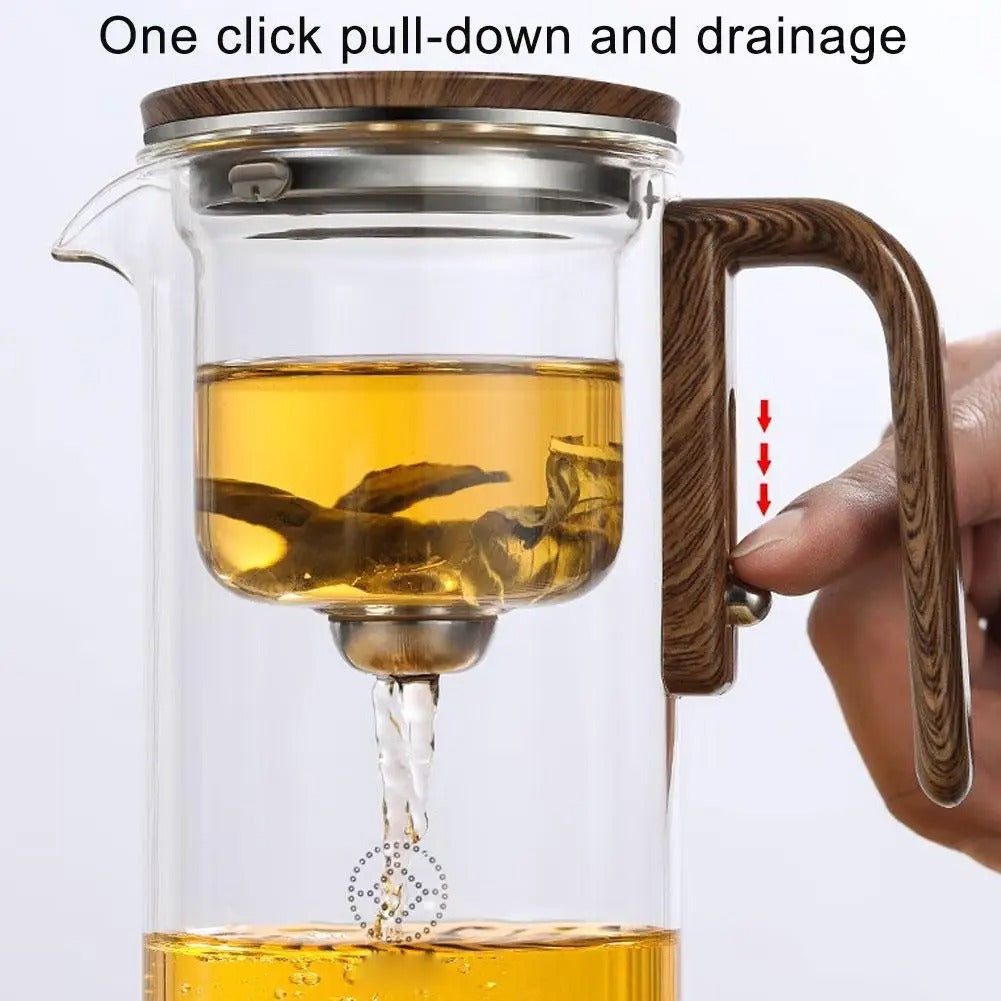 LumiGlass Glass Teapot 401–500 ml — One-Click Magnetic Filter - Desfino