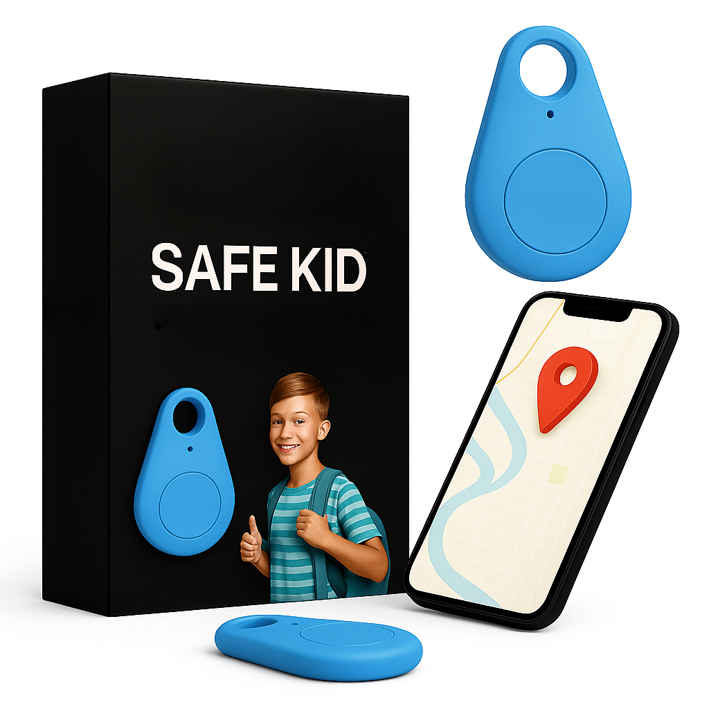 Localizzatore GPS impermeabile KidiSafe — posizione in tempo reale, zone di sicurezza, 17 g - Desfino