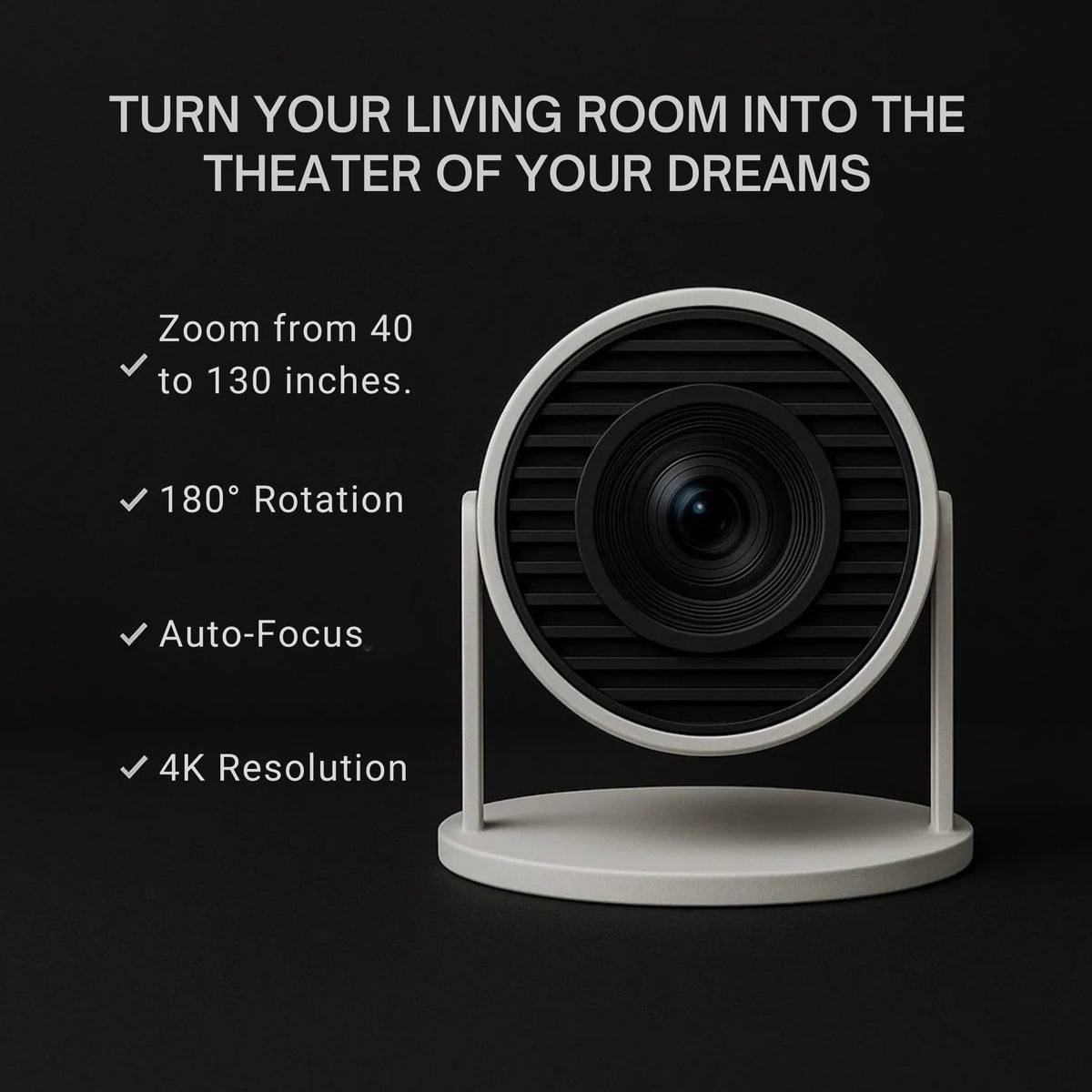 Portable Smart Mini Projector — Built-In Streaming Apps | Desfino