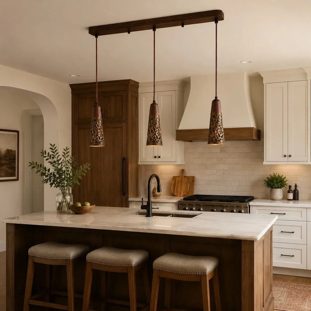 Industrial Hammered Copper Pendant Light