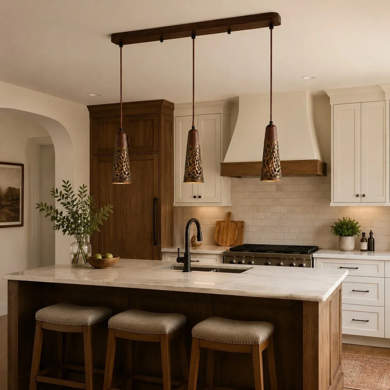 Industrial Hammered Copper Pendant Light