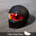 Capacete de Motociclista Retro com Viseira Transparente Antiembaciamento - Desfino