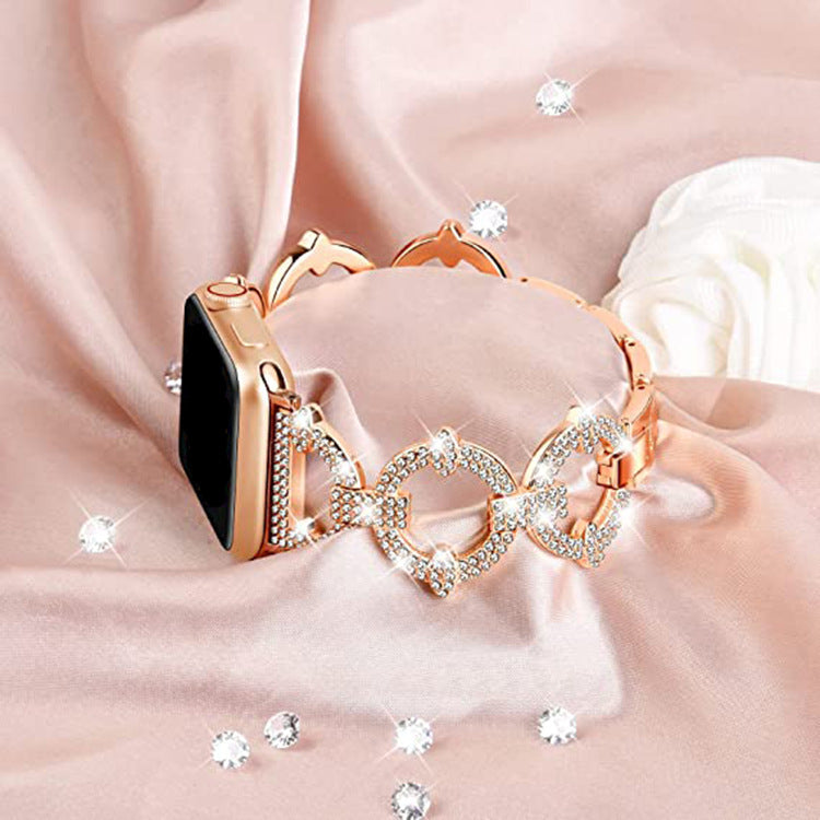 Bracelete de elos brilhante com diamantes, estilo joia, para smartwatches - Desfino