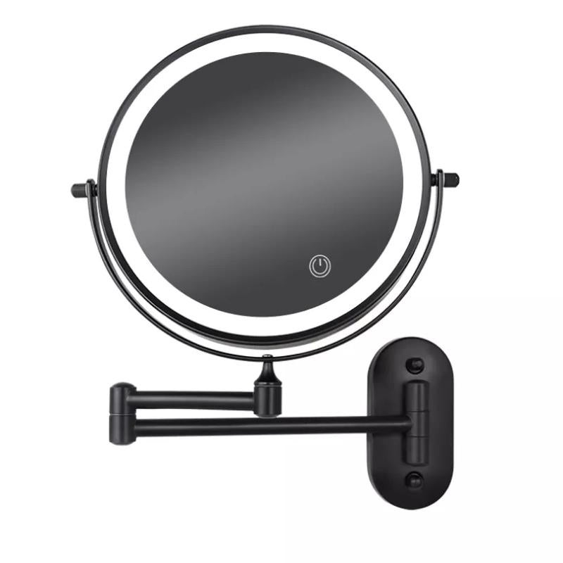 Black Rechargeable LED Magnifying Mirror — Bright Precise Lighting