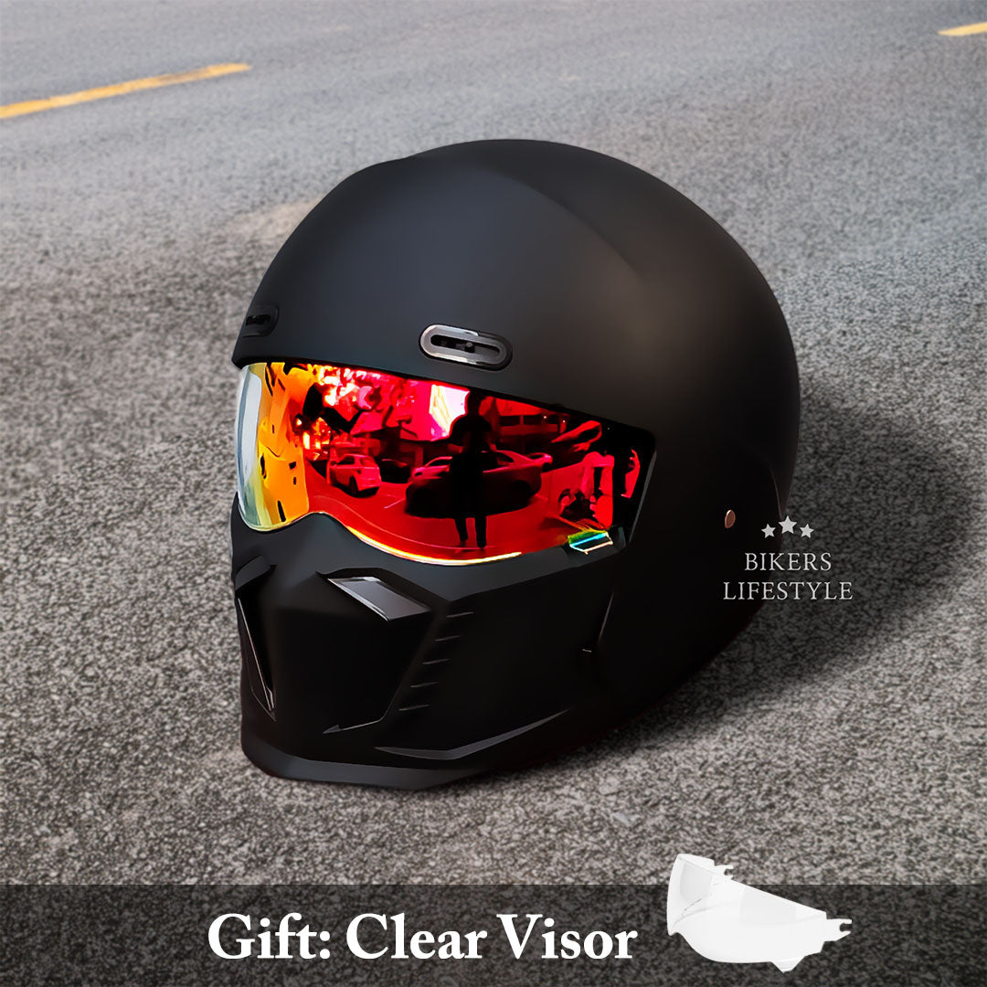 Capacete de Motociclista Retro com Viseira Transparente Antiembaciamento - Desfino