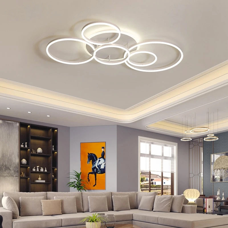 LunaRing stropní LED svítidlo — plovoucí kruhový design, jemné světlo - Desfino