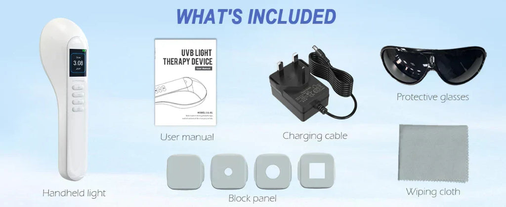 LuminaHeal 308nm UVB-lampe mod vitiligo — genopladelig, justerbar dosering - Desfino