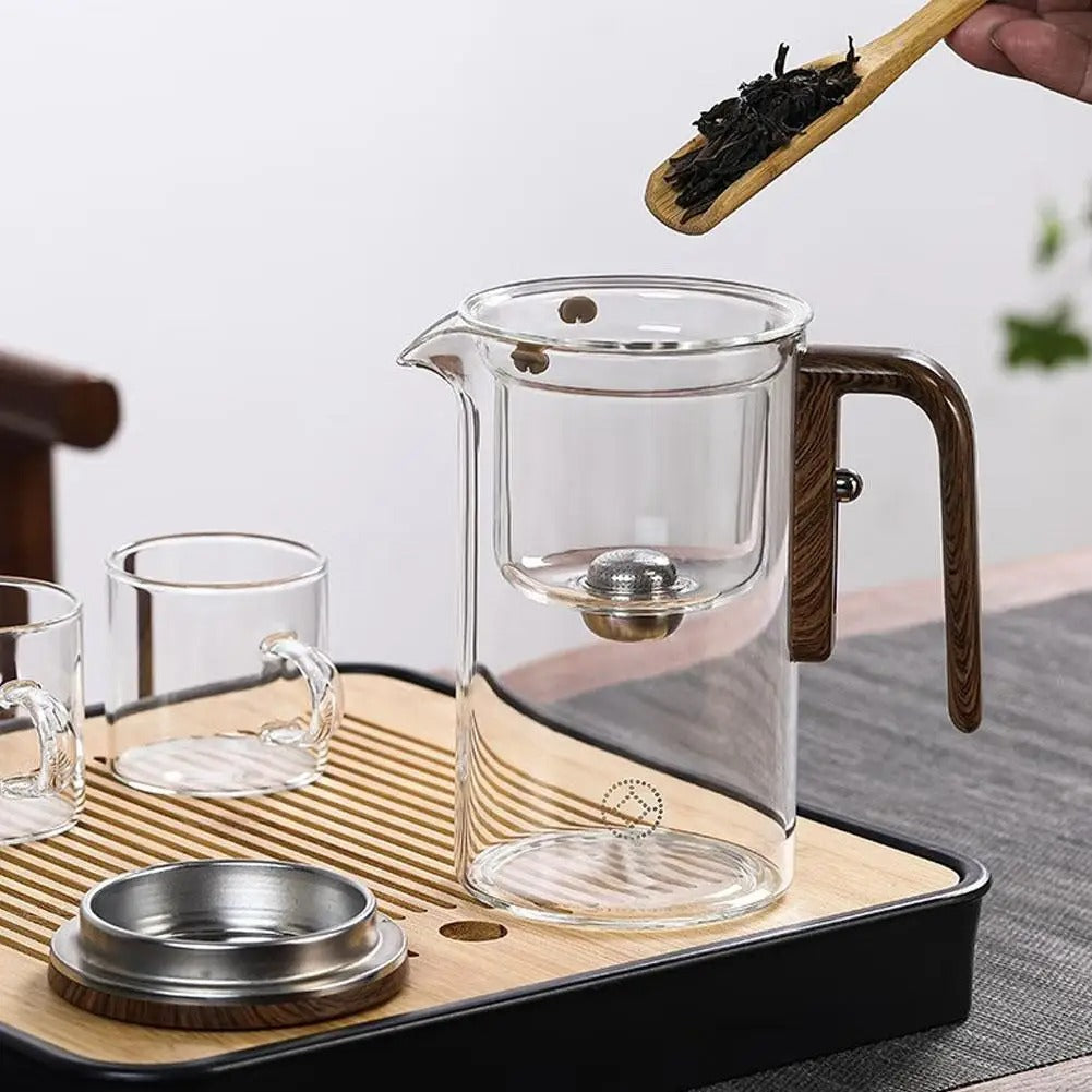 LumiGlass Glass Teapot 401–500 ml — One-Click Magnetic Filter - Desfino