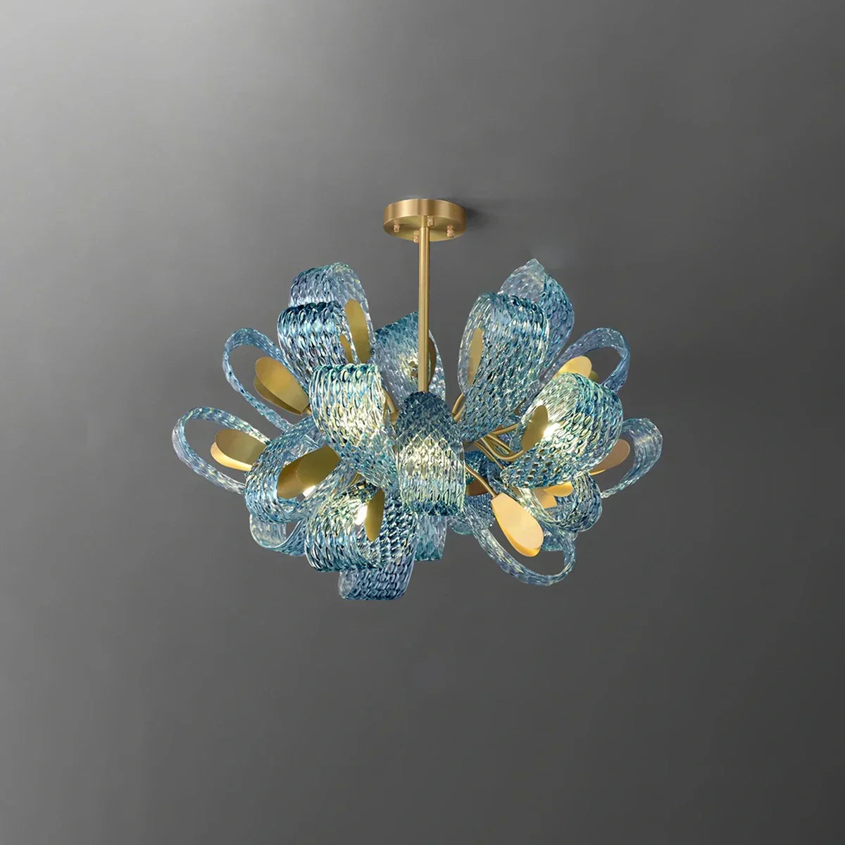 Peacock Blue Art Glass Chandelier for Dining Room | Desfino