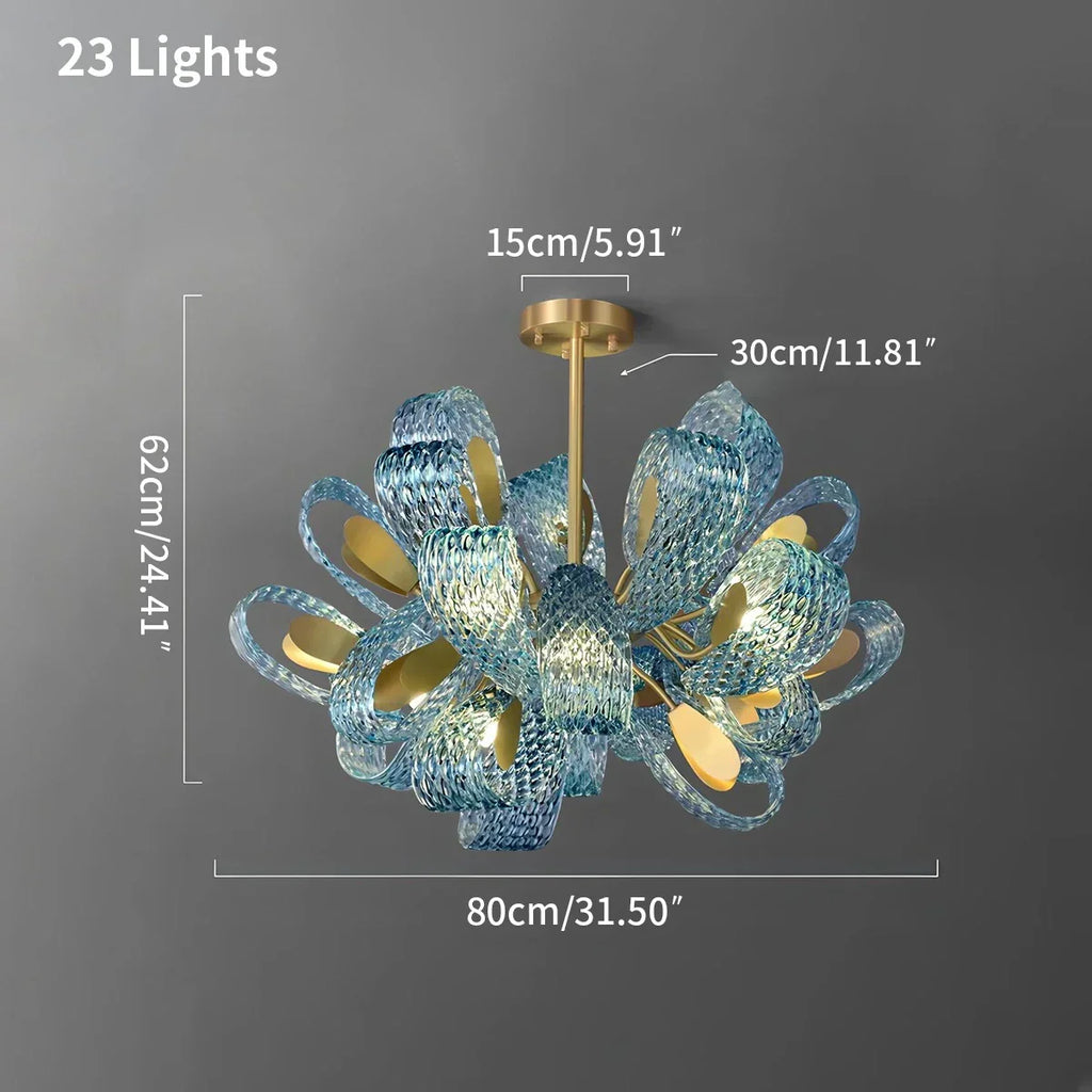 Peacock Blue Art Glass Chandelier for Dining Room | Desfino