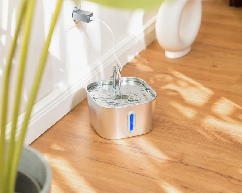 Trinkbrunnen für Katzen aus Edelstahl — Kompaktes 2,2-L-Design, leise Pumpe