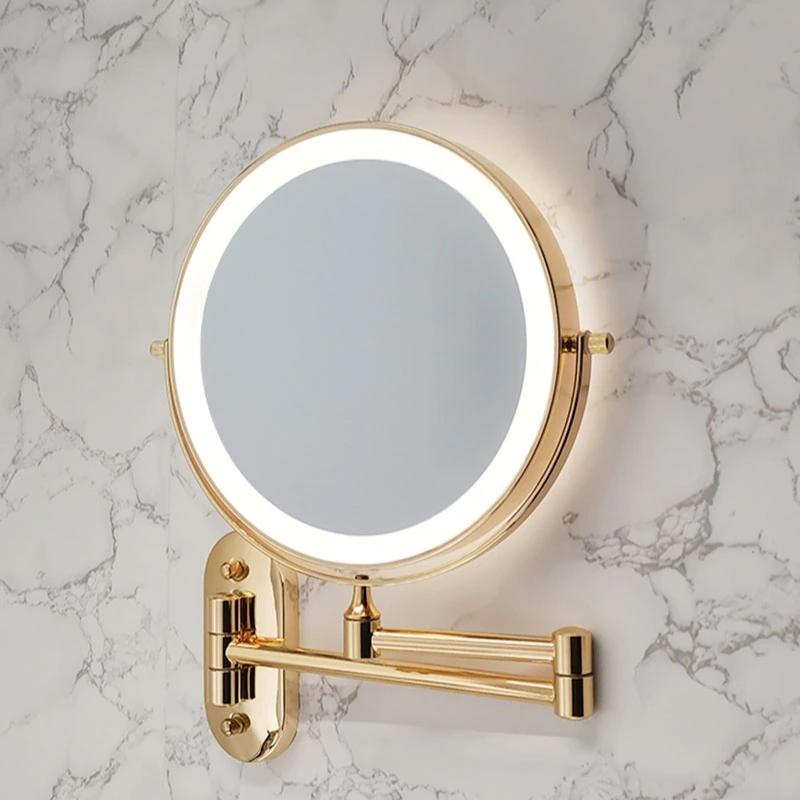 Gold Rechargeable LED Magnifying Mirror — 20 cm (8-Inch), USB-C - Desfino