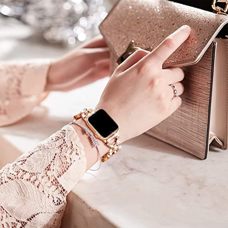 Bracelete de elos brilhante com diamantes, estilo joia, para smartwatches - Desfino