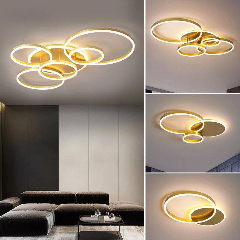 LunaRing stropní LED svítidlo — plovoucí kruhový design, jemné světlo - Desfino