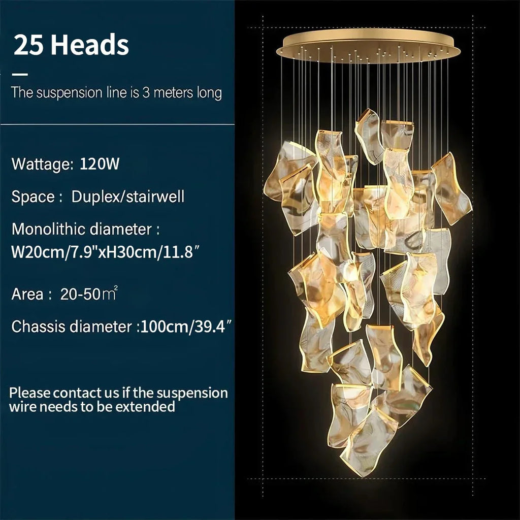 Large Luxury Art Chandelier for High Ceiling Living Room | Desfino