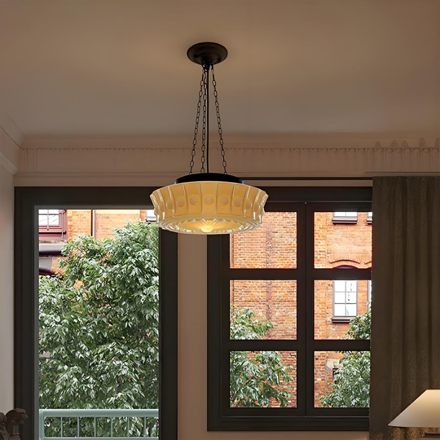 M48 Iron and Glass Cylinder Chandelier