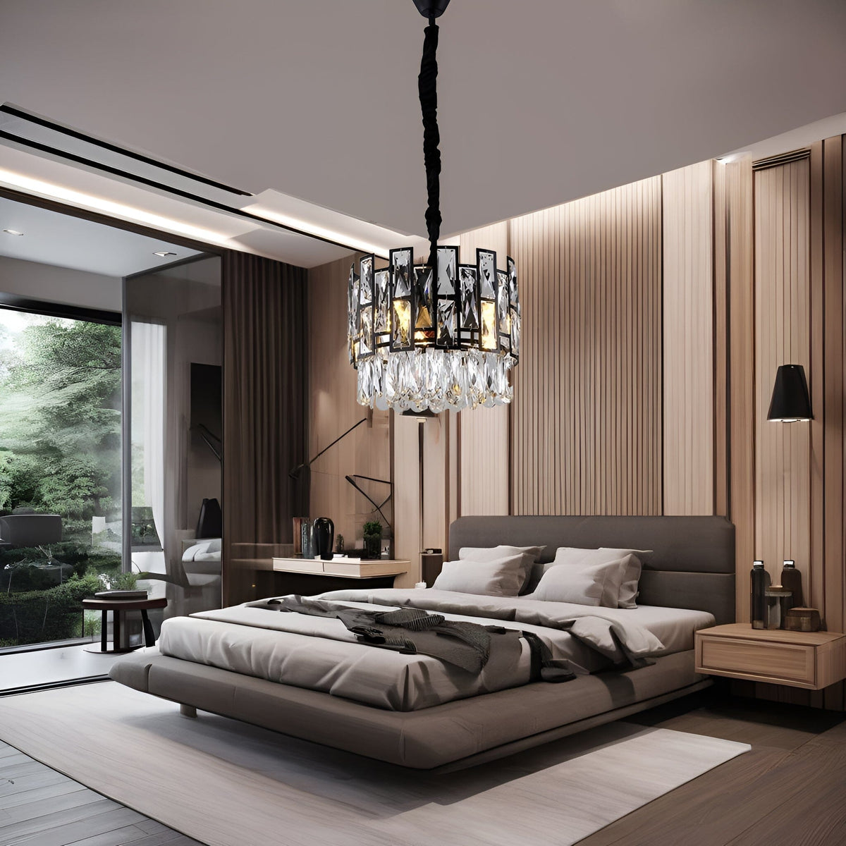 Celestia Crystal Pendant Light — Stainless Steel LED Fixture - Desfino