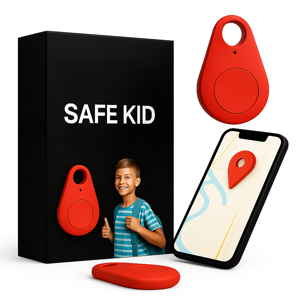 Localizzatore GPS impermeabile KidiSafe — posizione in tempo reale, zone di sicurezza, 17 g - Desfino