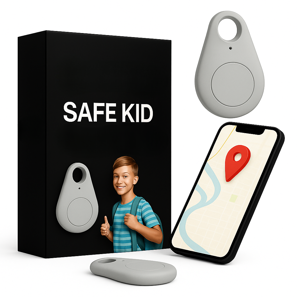 Localizzatore GPS impermeabile KidiSafe — posizione in tempo reale, zone di sicurezza, 17 g - Desfino