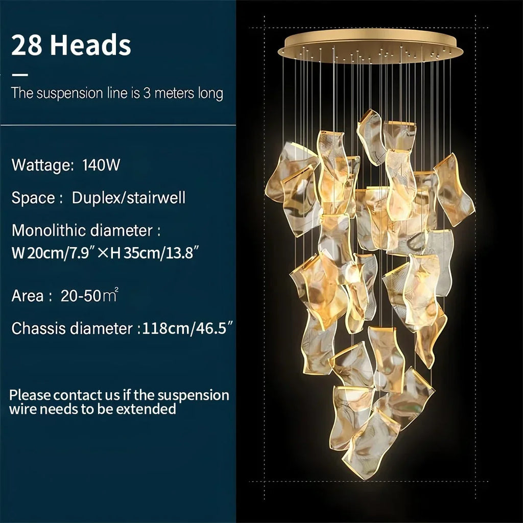 Large Luxury Art Chandelier for High Ceiling Living Room | Desfino
