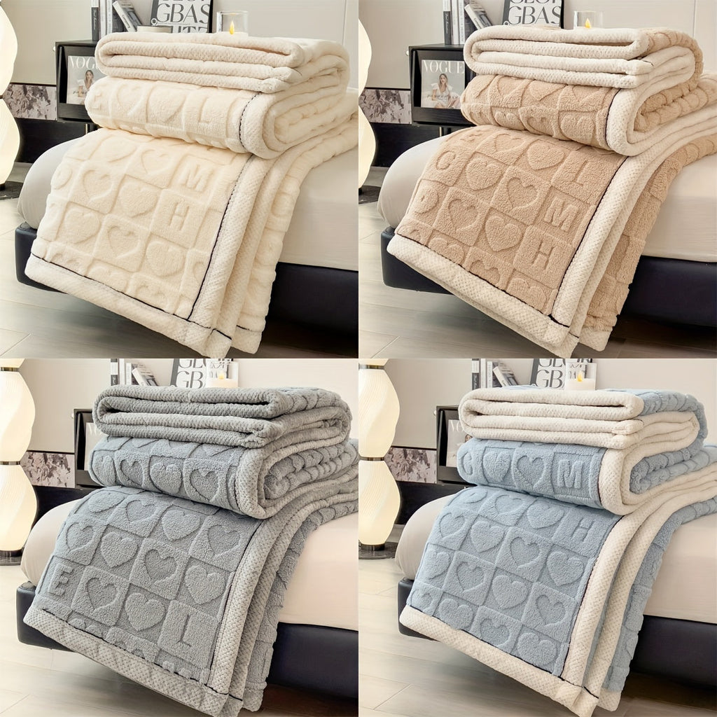 Κουβέρτα fleece SnugLoom — Σχέδιο με καρδιές και γράμματα διπλής όψης - Desfino