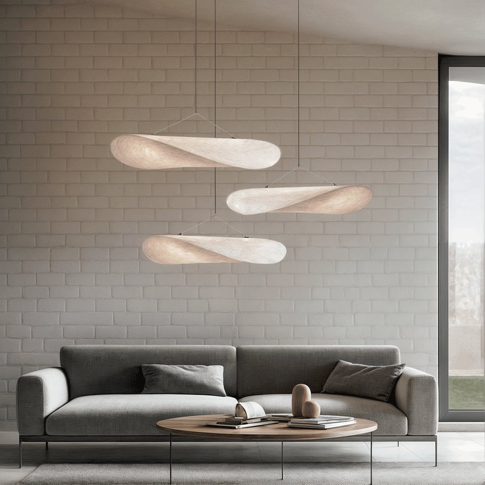 Lyra Silk Leaf -LED-riippuvalaisin — pohjoismainen hehkuva kattokruunu - Desfino