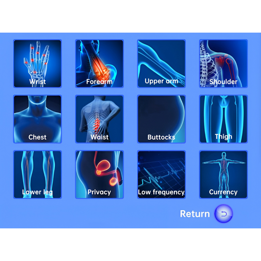 Quellix 8-Zoll-Touchscreen-Schockwellentherapiegerät — 12 voreingestellte Modi - Desfino