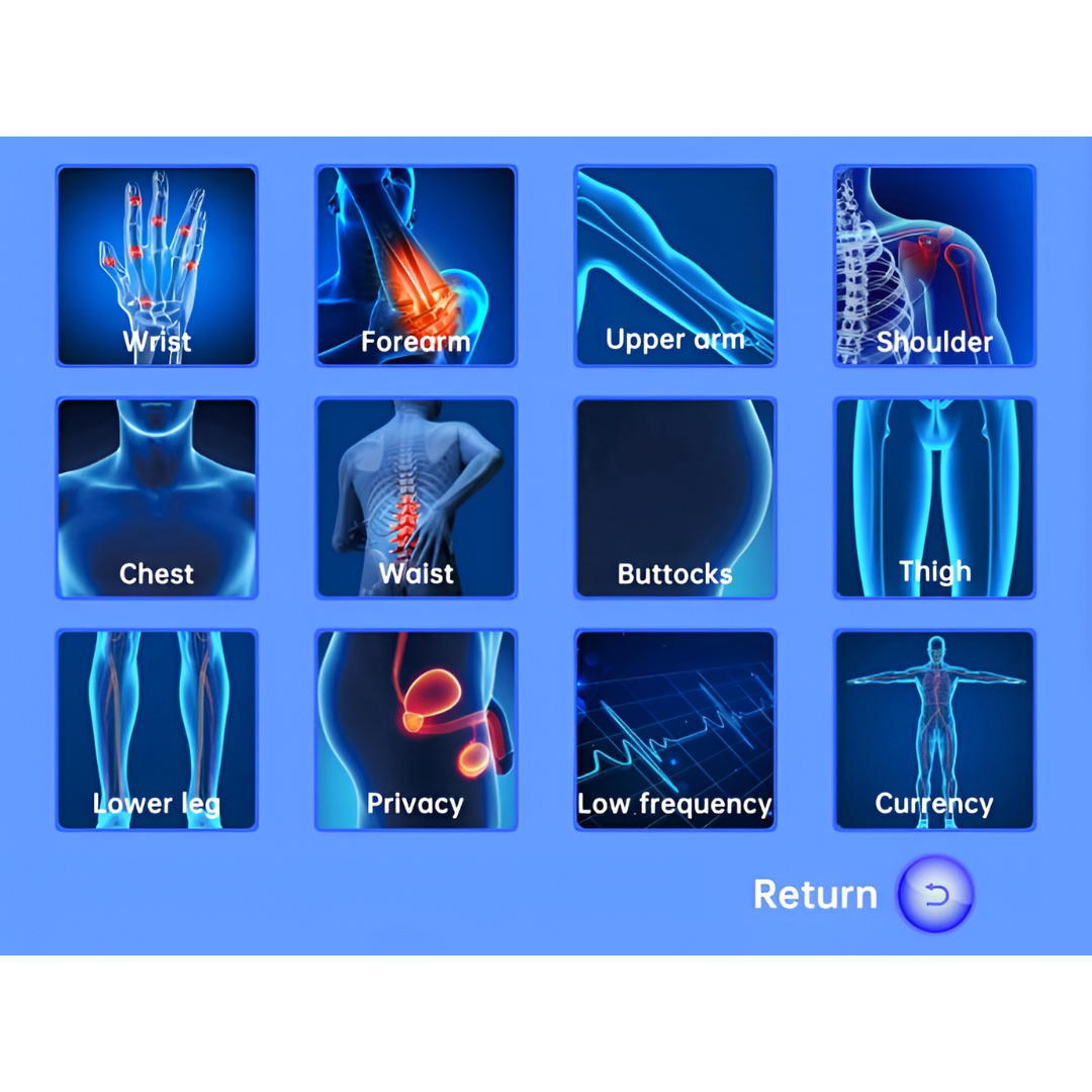 Quellix 8-Zoll-Touchscreen-Schockwellentherapiegerät — 12 voreingestellte Modi - Desfino
