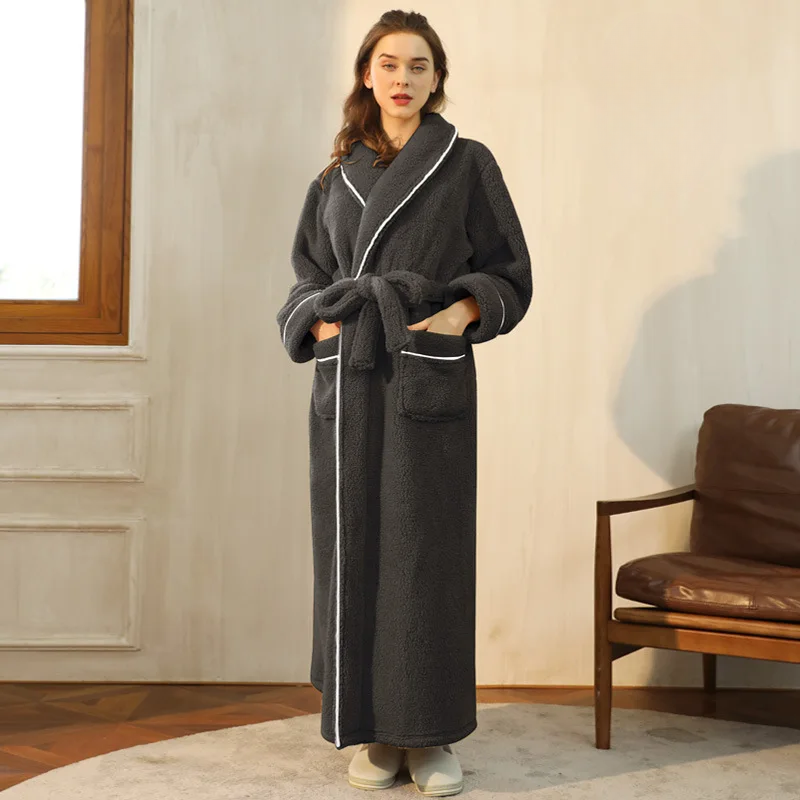 Ανδρική χοντρή φανελένια ρόμπα LumaWool — ζώνη δεσίματος, γιακάς που διπλώνει - Desfino