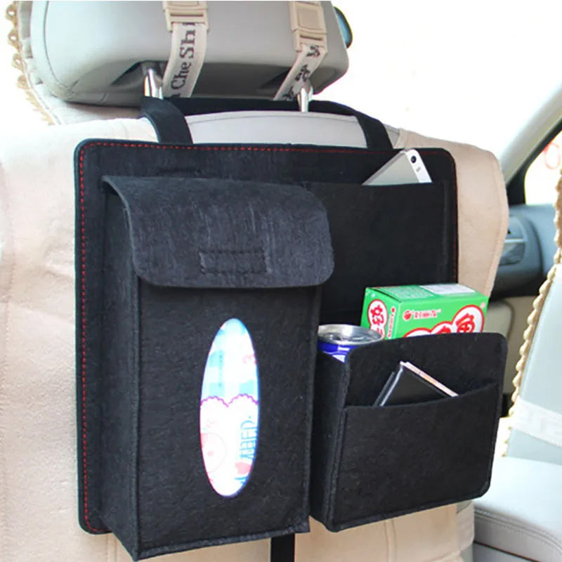 Navaro Felt Car Seat Back Organizer — Universal Fit, 4 Pockets | Desfino