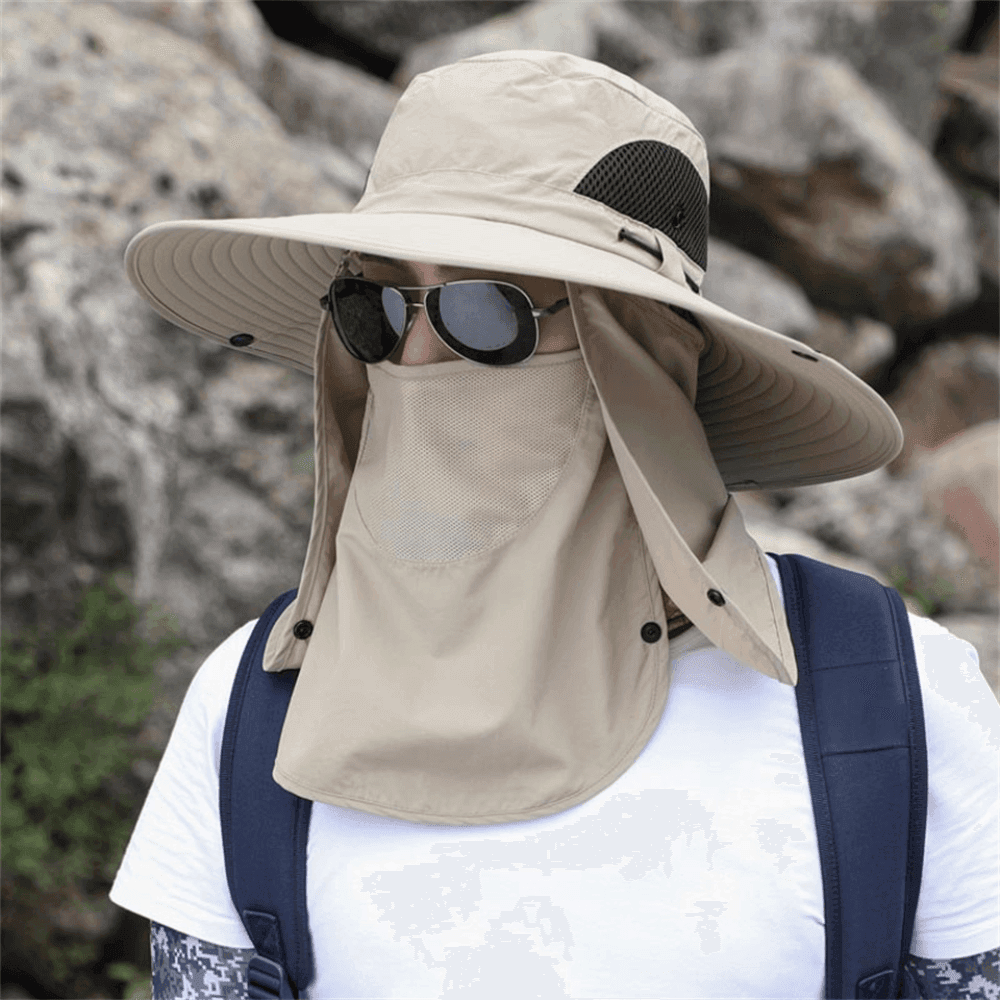 Sonnenhut mit breiter Krempe, 12 cm Krempenbreite - atmungsaktiver Sonnenschutz aus Mesh - Desfino