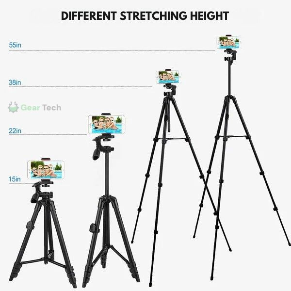 3-i-1 universelt smartphone-stativ med selfiestang - Bluetooth-fjernbetjening - Desfino