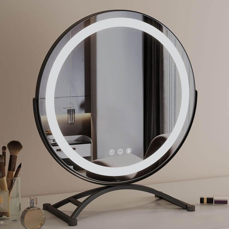40 cm LED化妆镜 — 可调光触控，360°旋转，3种灯光模式 - Desfino