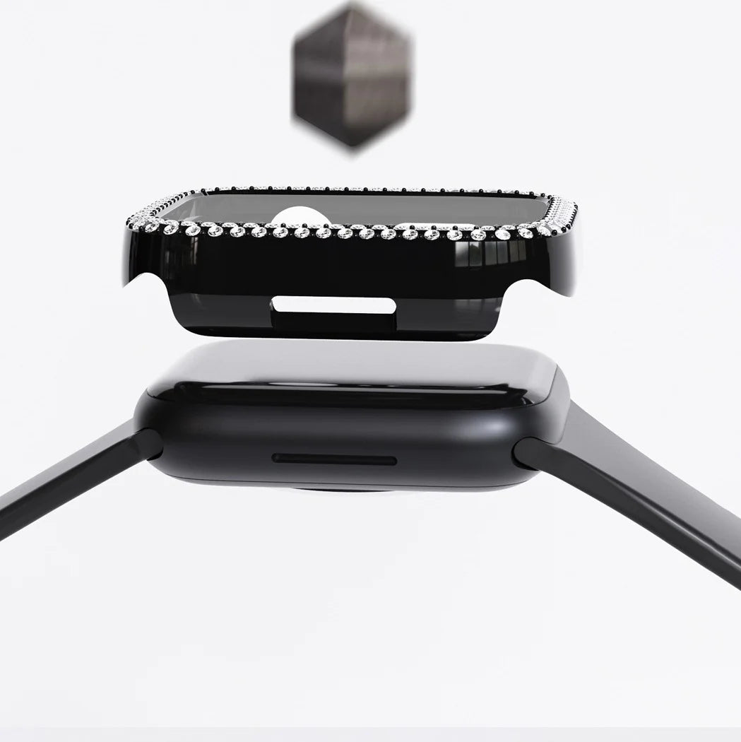 Capa de vidro temperado para Apple Watch — Strass em fila dupla - Desfino