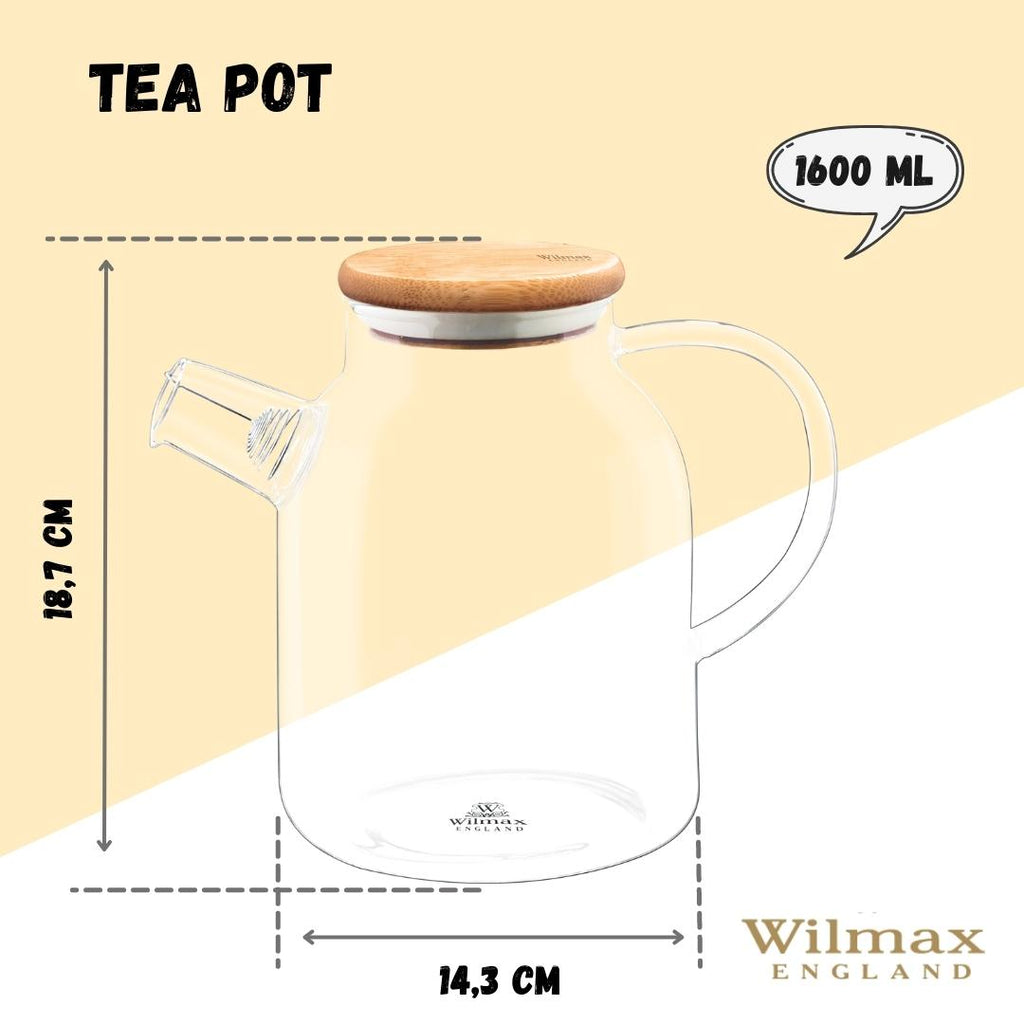 Wilmax-Thermoglastheekanne 54oz — Für Teeliebhaber, herdgeeignet | Desfino