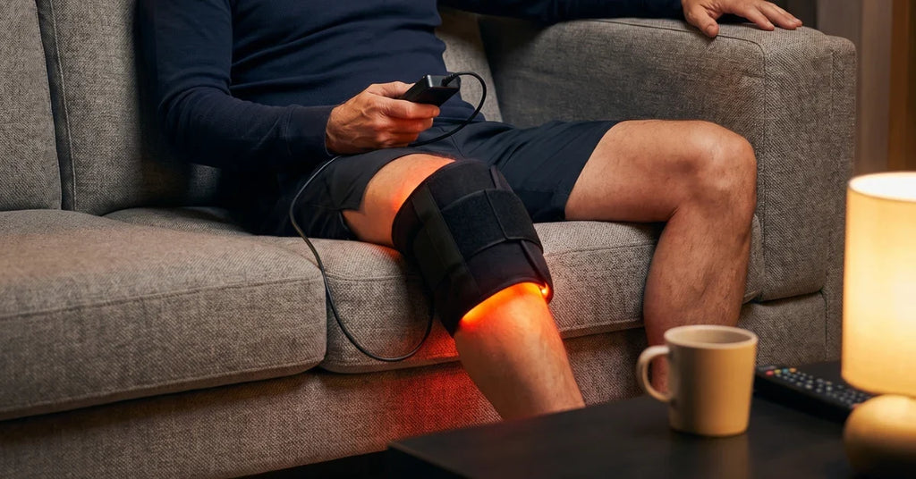 وسادة الضوء الأحمر لدعم الركبة KneeRevive Pro بترددَي 660 نانومتر و850 نانومتر — رباط داعم للركبة