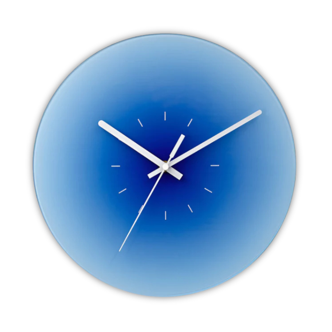 Ceas de perete din sticlă Lumeo Astra Sunset, 30 cm — Mecanism quartz silențios - Desfino