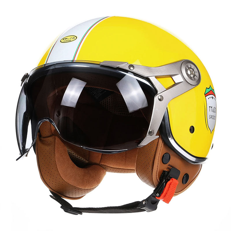 LyraJet Vintage Racer Helmet — Lightweight, Aerodynamic Bubble Visor - Desfino