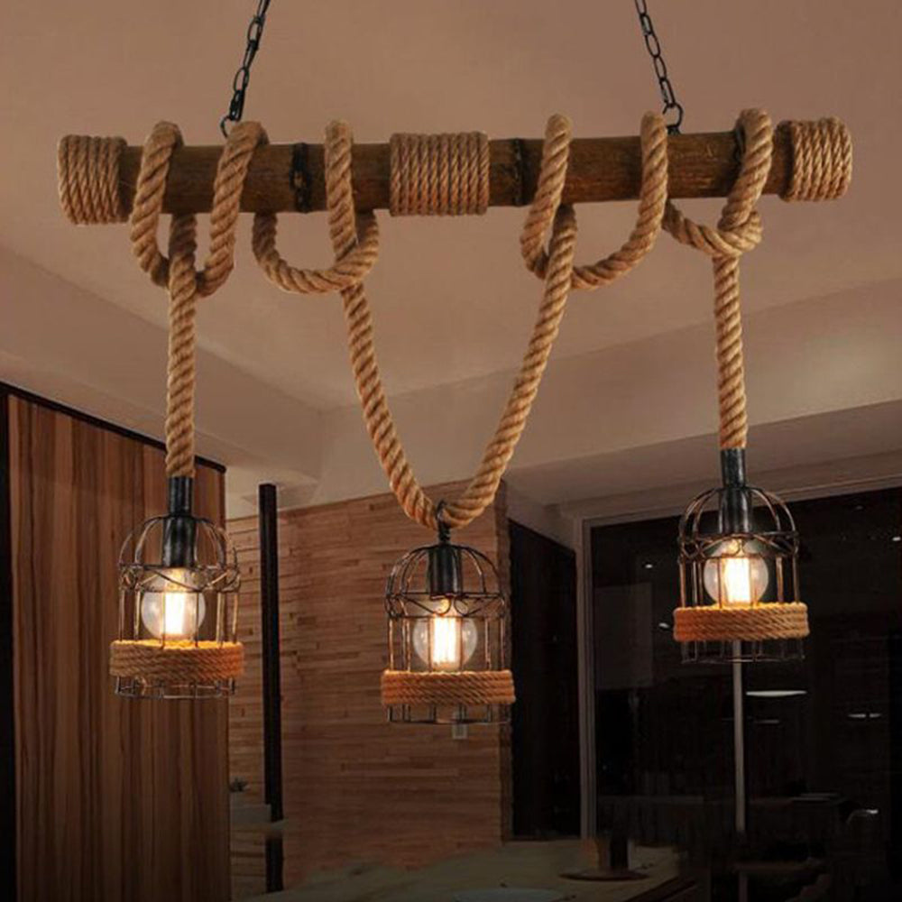 AstraLume Retro Wood and Metal Pendant Lamp — Warm White - Desfino