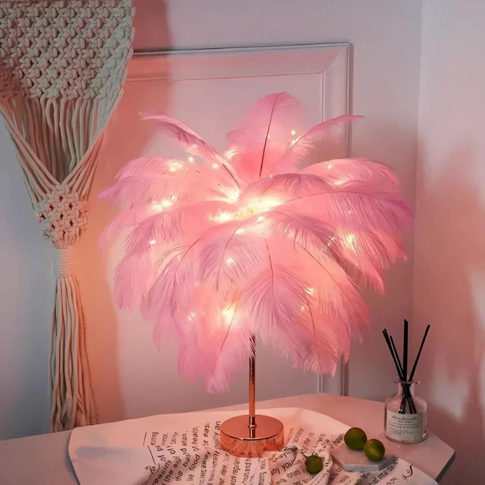 Lampă cu efect de strălucire FeatherLuxe — lumină ambientală blândă, inspirată de pene - Desfino