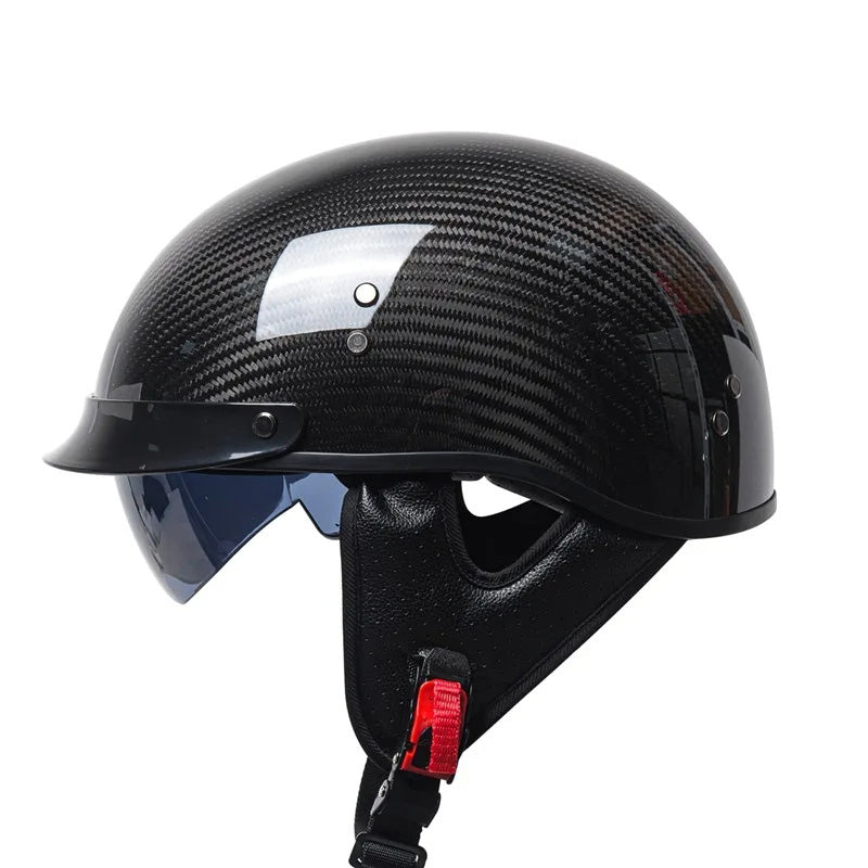 Retro kask typu half-face z włókna węglowego — lekki, zatwierdzony DOT ECE - Desfino