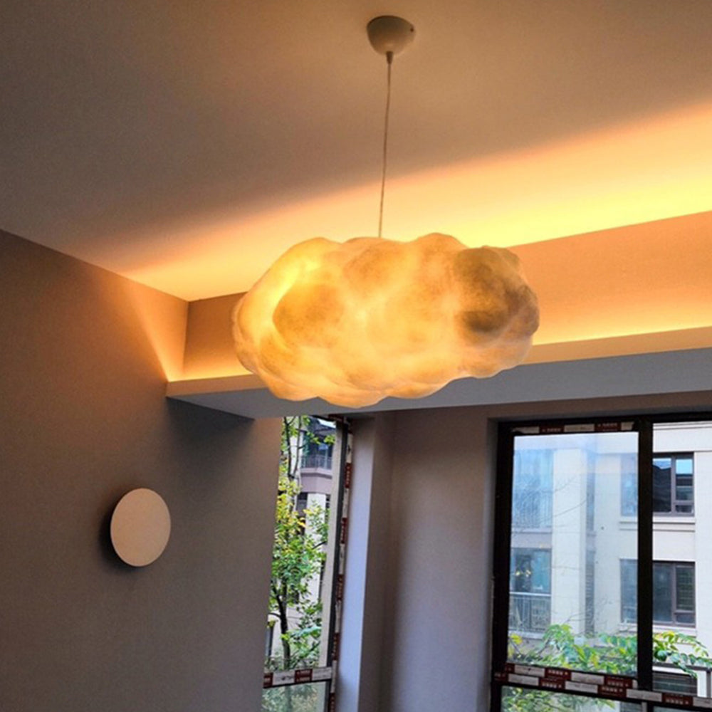 AstraLumen White PVC Cotton Cloud-Shaped LED Pendant Light - Desfino