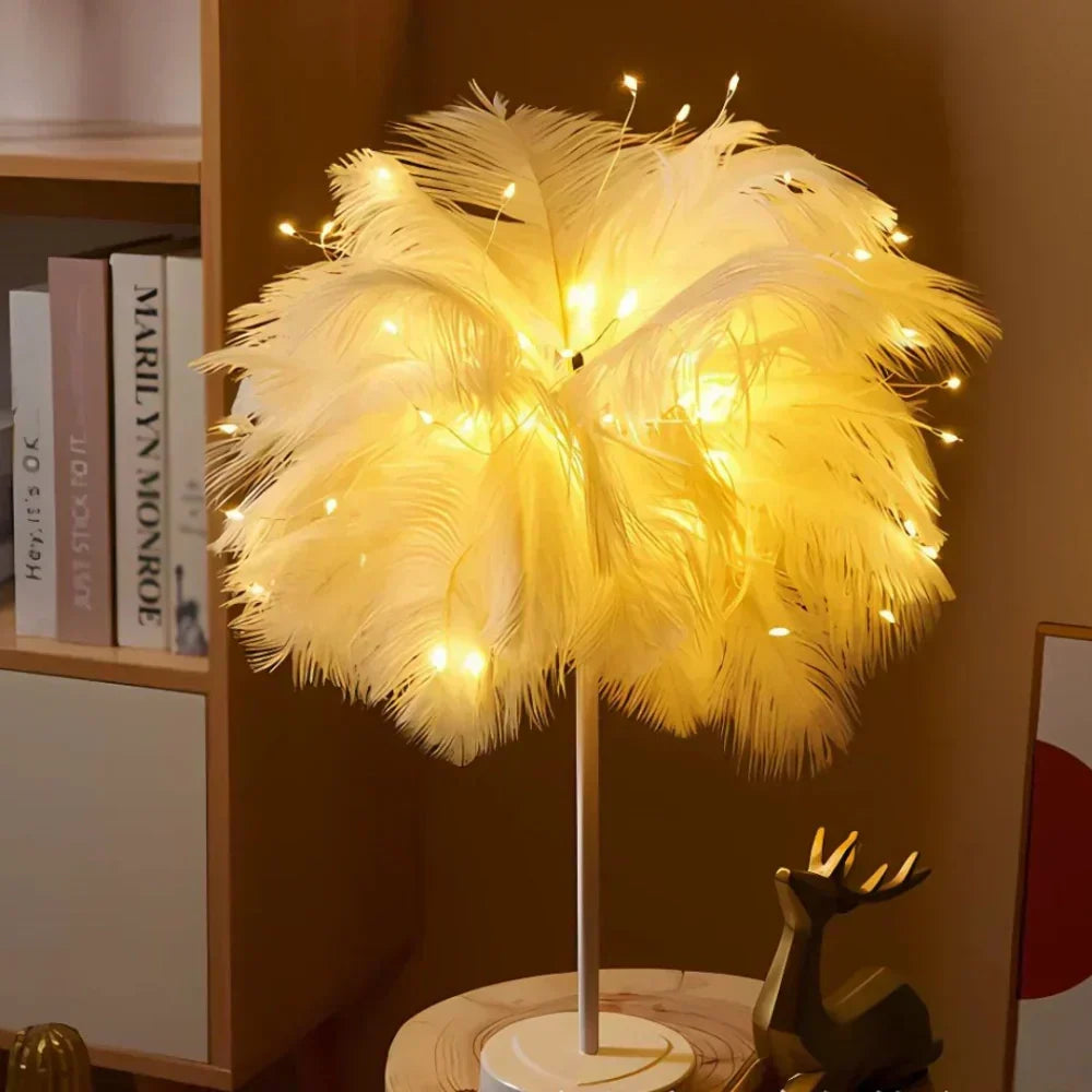 Lampă cu efect de strălucire FeatherLuxe — lumină ambientală blândă, inspirată de pene - Desfino