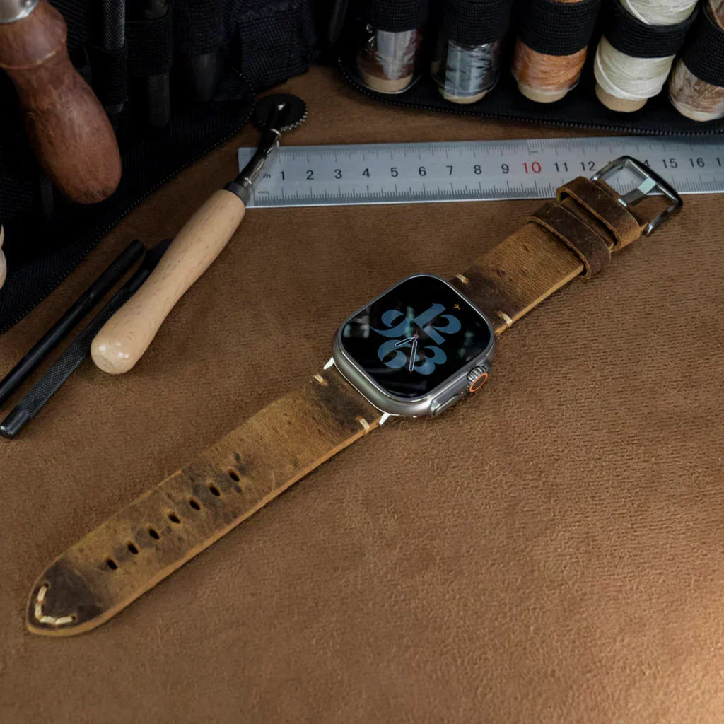 Marlo-læderrem til Apple Watch — bred og kraftig profil - Desfino