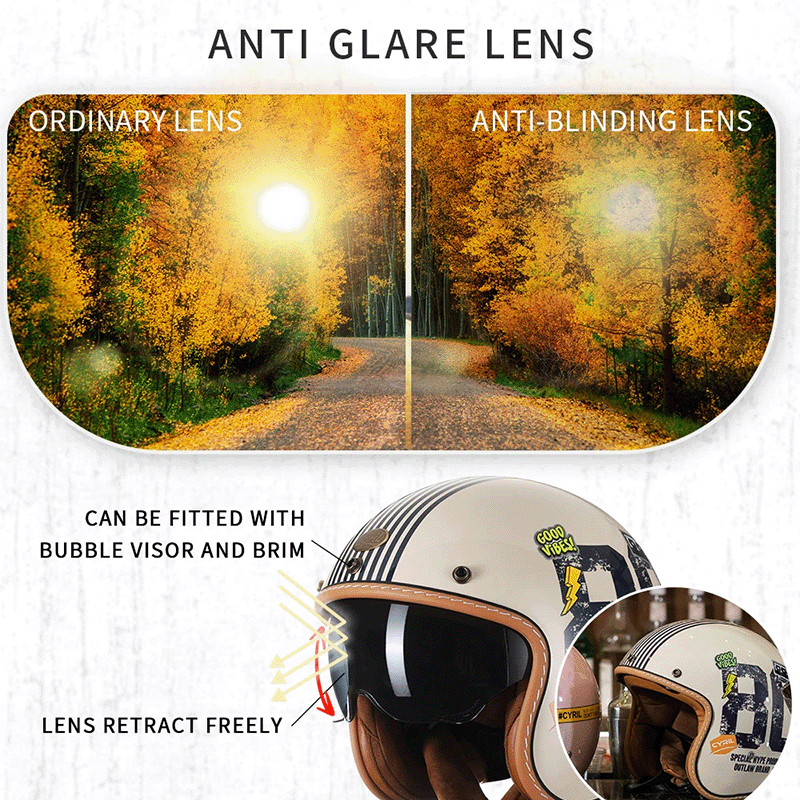 LumaPeak KB2 Open-Face Motorcycle Helmet — Featherlight ABS Shell - Desfino