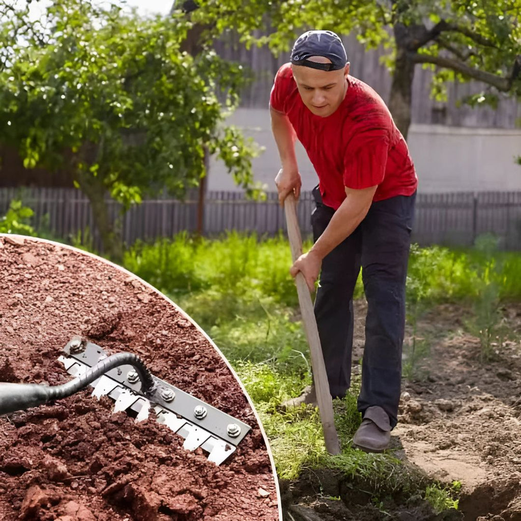 Râteau de désherbage de jardin ThriveGard — Dents en acier, prise ergonomique - Desfino