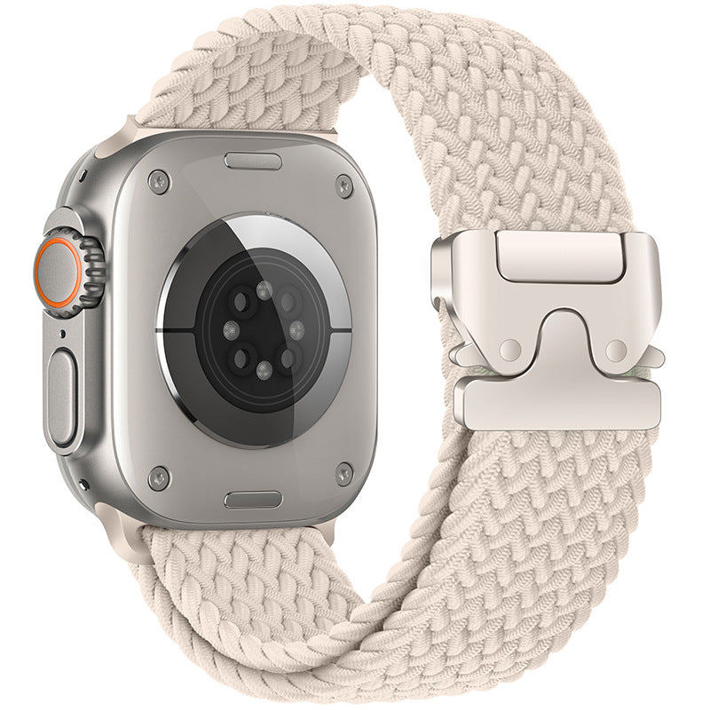 Flätad nylonrem för Apple Watch — fallskärmsspänne, passar handleder på 5–9.5 tum - Desfino