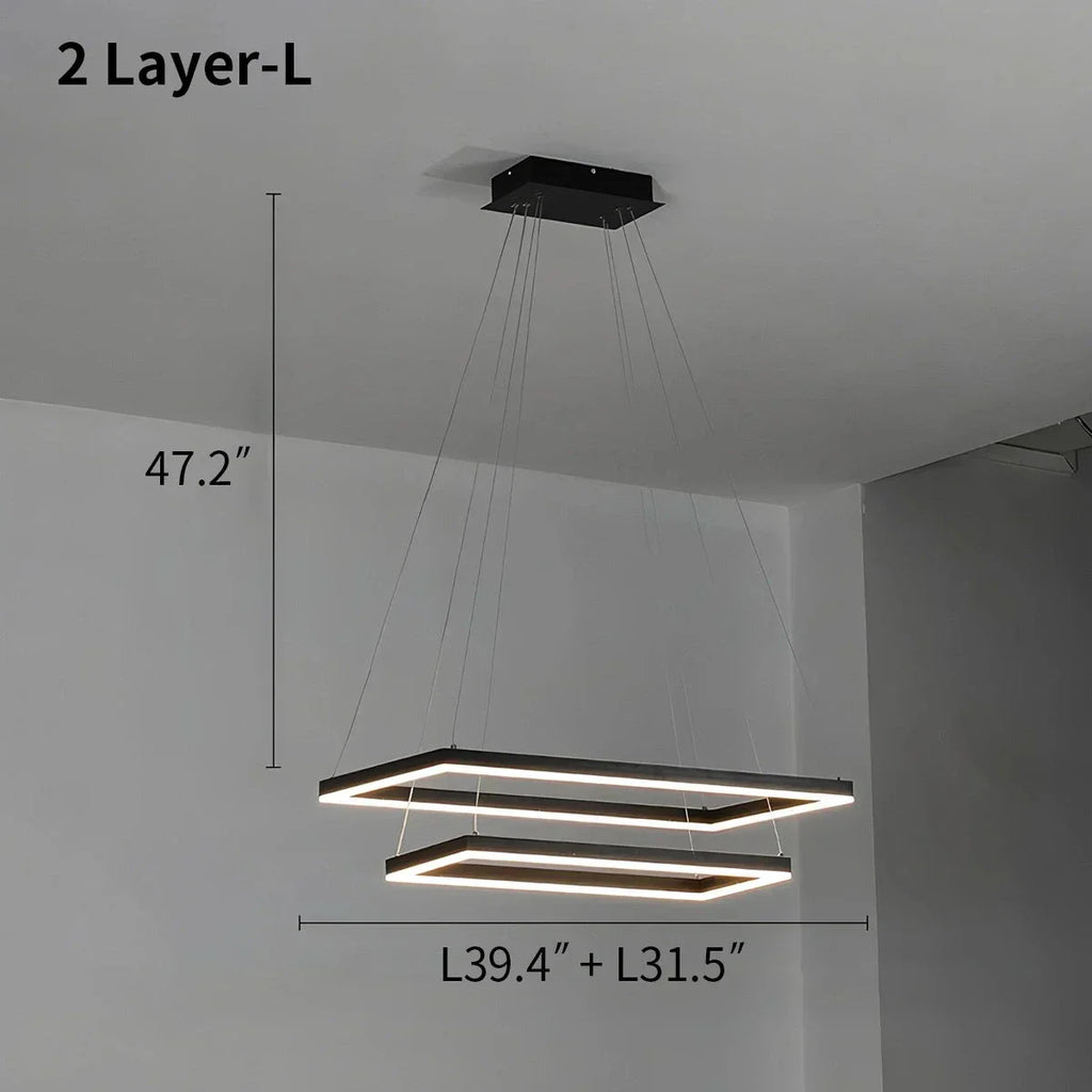 Modern Black Tiered Rectangular Chandelier | Desfino