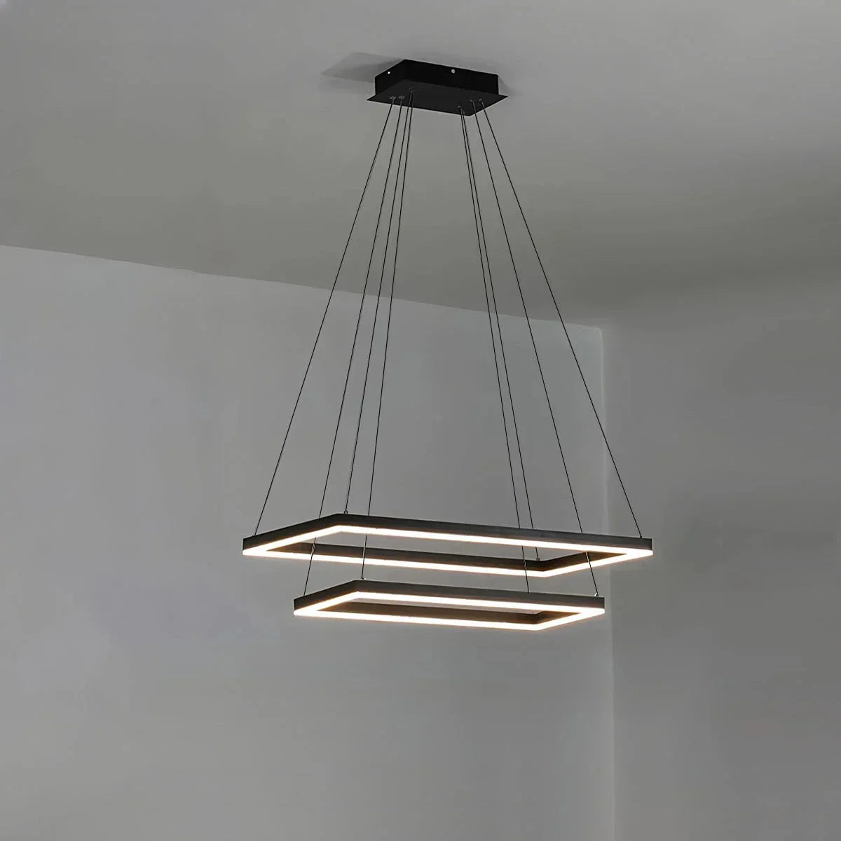 Modern Black Tiered Rectangular Chandelier | Desfino